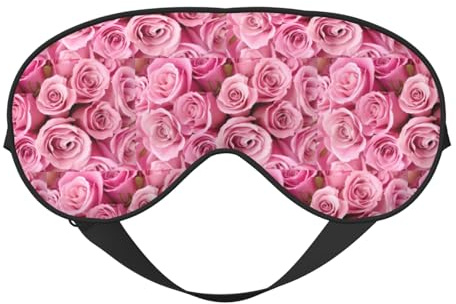 Schlafmaske mit rosa Rosendruck, weich, doppelt, lichteffizient, Verdunkelung, Augenmaske zum Schlafen