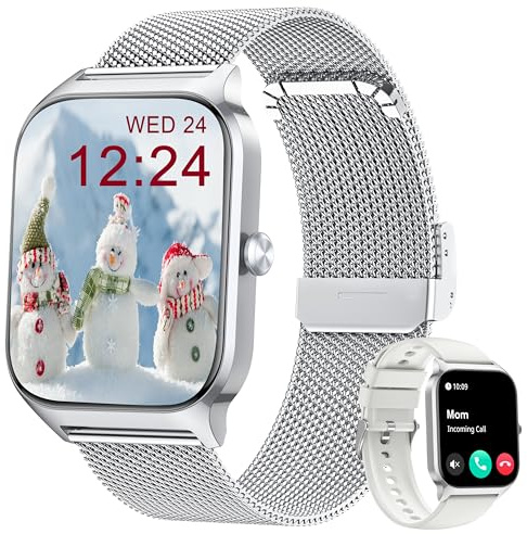 KALINCO Montre Connectée Homme Femme, 1.85” AI Smartwatch avec Appel Bluetooth, Pression Artérielle, Stress, Podometre, Sommeil, Cardiofrequencemetre, 100+ Sport Bracelet, Cadeaux pour Android iOS