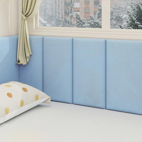 Autocollants Panneaux Muraux Anti-humidité, Papier Peint Isolant Thermique Mur Très Epais, 3D Stickers Muraux Decoratif, Panneau Rembourré Coussin pour Salon, Chambre(Bleu,6pcs)