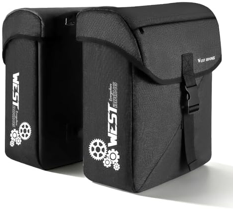 HONGYEA Fahrradtasche für Gepäckträger – 35L Große Kapazität, Reflektierend, leicht zu reinigen, mit Laptopfach & extra Reißverschlusstasche, Gepäckträgertasche für E-Bike MTB & Citybike (Black)