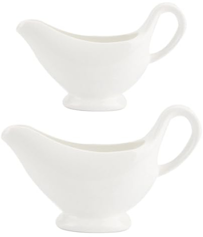 Amosfun 2Pcs Ceramic Gravy Sauce Boats with Handle - 3Oz and 5Oz Condiment Saucier Bowls for Serving Sauce Vinegar and Spices Microwave and Dishwasher Safe