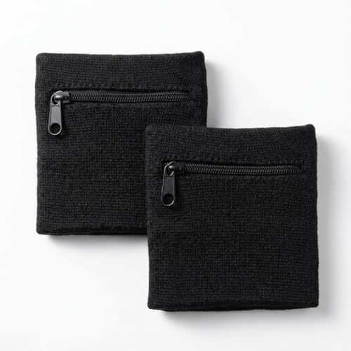 2 Stück Schweißband mit Reißverschluss,Elastische Handgelenktasche für Sport & Fitness,Baumwoll Geldbörse mit Reißverschluss Tasche für Jogging,Basketball,Tennis, Gym,Arm Wristbands für Herren,Damen