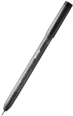 COPIC Multiliner 1,0 mm, Black, Fineliner mit einer feinen Spitze und wasserbeständiger Pigmenttinte