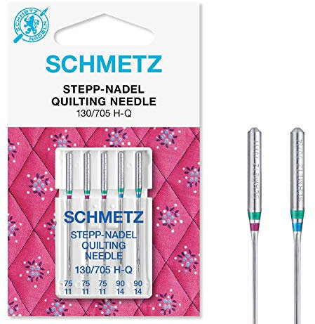 SCHMETZ | 5 Nähmaschinennadeln | Stepp (Quilting) | 130/705 H-Q | Nadeldicke 75/11-90/14 | auf jeder gängigen Haushaltsnähmaschine einsetzbar