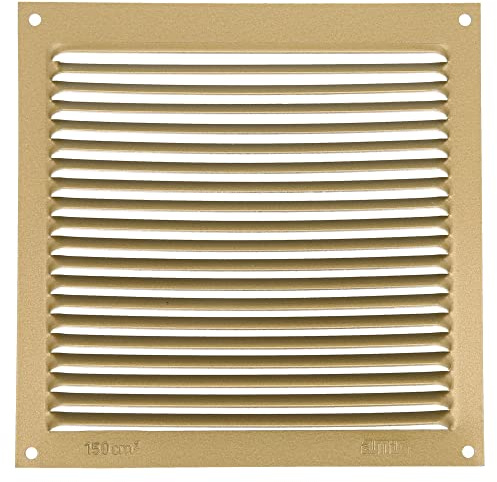 Amig - Griglia Quadrata in Alluminio con Zanzariera | Ideale per Ventilazione Cucina e Bagno | Facile da Installare | Misure 170 x 170 mm | Colore Oro