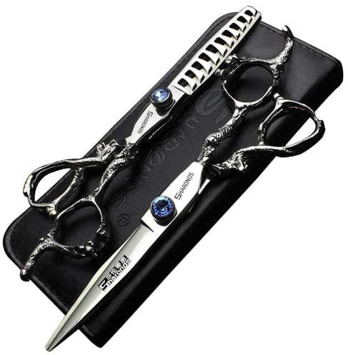 Sharonds 5.5/6 /7 Zoll exquisite High-End 440C(6-Zoll 2-teiliges Set-B) | Styling, Edelstahl scharfe Schneideschere,Professional Barber Schere Set