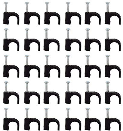 Lvcky Kabelschellen, 8 mm, rund, Stahlnagel-Kabelschellen, Schwarz, 100er-Packung