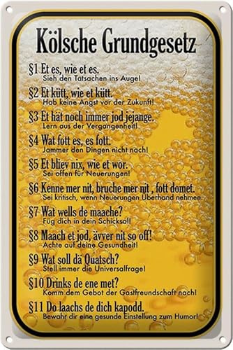 Blechschild 20x30cm gewölbt Kölsche Grundgesetz Köln Sprüche Deko Geschenk Schild