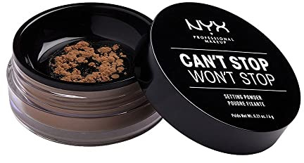 NYX Professional Makeup Polvos fijadores Can't Stop Won't Stop Setting Powder, Polvos sueltos, Acabado mate, Absorben brillos, Fórmula vegana, Tono: Medium-Deep