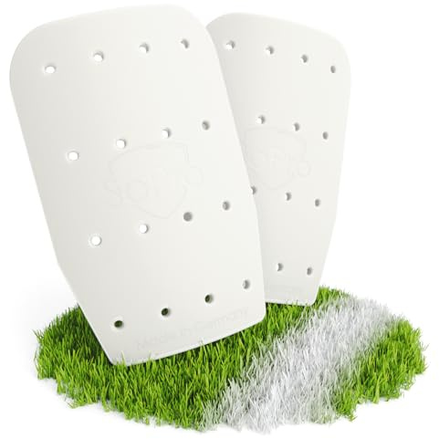 SoPro Fútbol espinillera pequeñas para niños y Adultos - 120x80x5 mm - Ligeras, Antideslizantes e inodoras - Canilleras - Calcetines para espinilleras