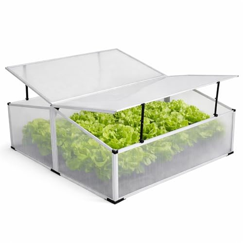 Mojawo XXL 1,21QM Fläche Alu Frühbeet mit Doppeldach 120x100x40/30cm Gewächshaus Frühbeetkasten Tomatenhaus Treibhaus