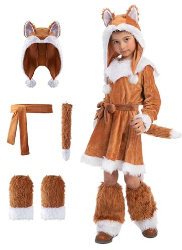 Spooktacular Creations Söt rävdräkt för halloween, rollspel, karneval, djungelfest (Sliten (5–7 yrs)