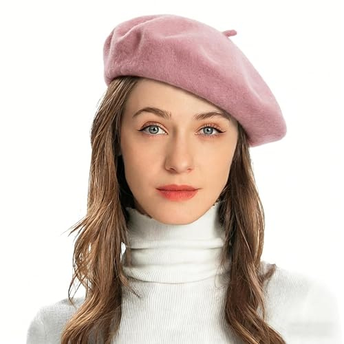 ZLYC Kvinnor klassisk fransk konstnär basker basker, mauve pink, one size