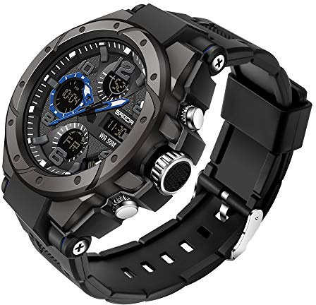 Reloj militar digital para hombre, deportivo, táctico, militar, reloj de pulsera electrónico, impermeable, LED, luminoso, cronómetro, despertador, esfera grande, doble hora, analógico, multifuncional