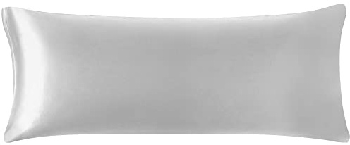 PiccoCasa Satin Body Pillow Cover Case 1 Pack, Silver 50x137cm | Satin Zipper Closure Body Pillow Cover, Pillowcases for Hair, Skin & Sleep