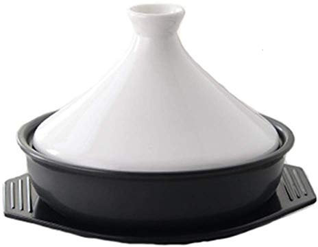 Casserole Dishes,23Cm Ceramic Tagine Pot Stew Casserole Slow Cooker Tagine Cooking Pot Lead Free (White)