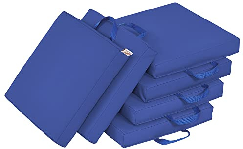 ECR4Kids SoftZone Floor Cushions, Square, Flexible Seating, Blue, 6-Piece