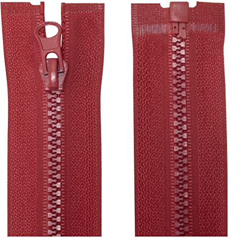 AERZETIX - C63876 - Juego de 2 cremalleras inyectadas N°3 65cm separables - tirador decorativo - cursor en metal - color rojo frambuesa - malla corredera ropa costura mercería chaqueta