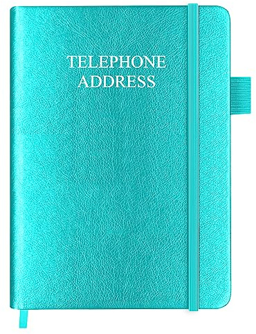Getvow Telefon- und Adressbuch mit Tabs - 12,7 x 17,8 cm Adressbuch Hardcover mit Geburtstag, Adresse, Telefonnummern, Websites Passwort, Adressbuch für Zuhause oder Büro, Blaugrün