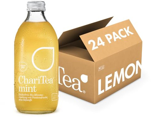 Charitea - Mint Sugarfree - Fairer Eistee mit besten Bio Zutaten - Leckeres Erfrischungsgetränk in Glas Flasche - Biologisch angebauter Tee (24 x 330ml)