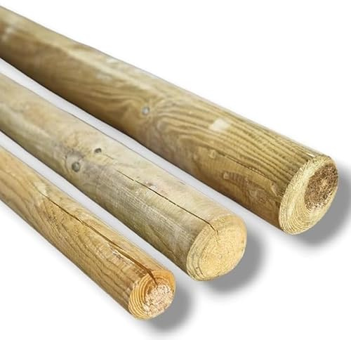 MyTimber® Zaunpfosten aus imprägniertem Holz KDI | Pfosten rund als Baumpfahl, Holzpalisade | ⌀ 6cm, 8cm 10cm (6 cm, 150 cm)