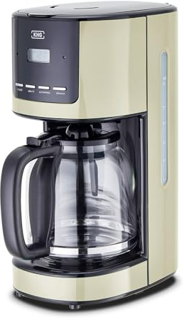 KHG Kaffeemaschine KA-184 (C) in Creme, 12 Tassen, LCD-Display, Tropfstopp | 1,5 L, 900 W, Abschaltautomatik, Permanentfilter, Glaskanne, Filterhalter, spülmaschinengeeignet, Timer-Funktion