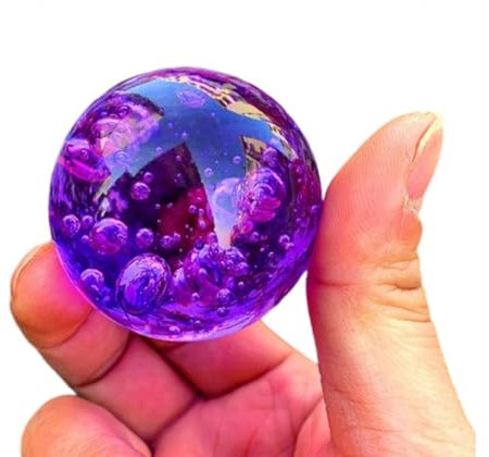 VIDECOR Bola de Cristal Feng Shui Fuente de Agua Bonsai Esfera de Vidrio Bola de Grieta de Hielo Decoración del Jardín del Hogar Adornos Esfera Agrietada Bolas Decorativas 1.96 Pulgadas,F