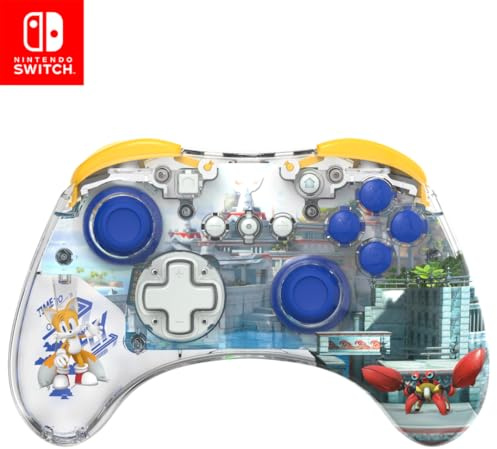 PDP REALMz Wireless Nintendo Switch Pro Controller, Customizable LED, 40 Hour Rechargeable Battery Power, 30 Foot Connection, Licensed by Nintendo and SEGA: Sonic Superstars (Tails Seaside Hill Zone)