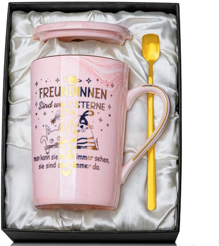 Biching Beste Freundin Geschenke - FREUNDINNEN sind wie STERNE Tazza - Personalisierte Geschenke für Freundinnen Einzigartige Geschenkideen für Freunde Tasse Mit Exquisiter Geschenkbox Rosa 400ml