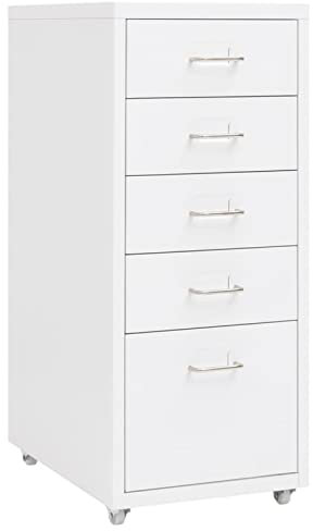 ARKEM Aktenschrank mit Rollen Weiß 28x41x69 cm BüRoschrank AktenschräNke Spind Schrank Lagerschrank Werkzeugschrank Metall