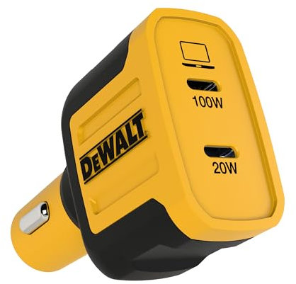 Dewalt Heavy Duty Usb C Car Charger, 120W 2-Port Pd 3.0 Type C Adapter, Pps Fast Charging With Power Delivery For Iphone 15 14 13 12 11 X Xs Pro Max Mini, Galaxy S22/S20/S10, Pixel, Ipad/Ipad Mini