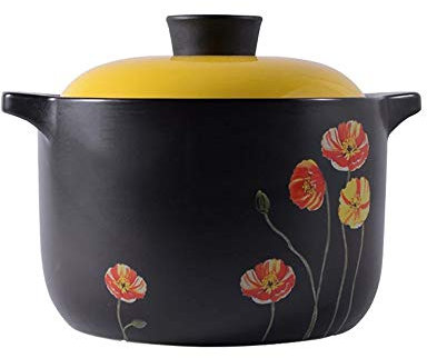 Cazuela grande negra, cazuela de cerámica de alta temperatura, cazuela para sopa, cazuela para sopa, utensilios de cocina, olla para estofado de cerámica, olla de cocina