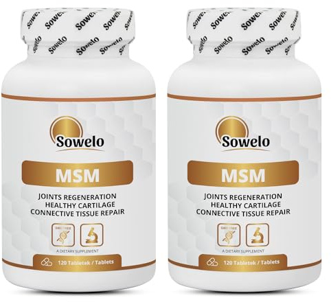 MSM 1500 mg – Organischer Schwefel (Methylsulfonylmethan) – 120 Tabletten | Hochdosiert – Für Bindegewebe, Haut, Haare & Nägel – Vegan, Ohne Zusätze, EU-Herstellung – Sowelo (2-Pack)