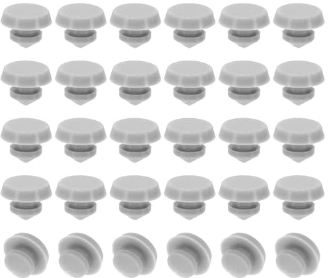 PATIKIL 4mm Diametro Tappo Rotondo Silicone, 40pz Tipo Bloccaggio Tappo Foro Mobili Pulsante Copertura Protettiva a Testa Piatta per Foro 4-4,5mm per Sigillare Cilindro Passacavi, Grigio
