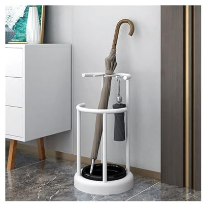 Schirmständer Nordic Eisen Kunst Regenschirm Rack Haken Multifunktionale Strand Regenschirme Lagerung Barrel Regen Getriebe Stabile Chassis Sonnenschirm Halter Stehen Regenschirmständer(White)