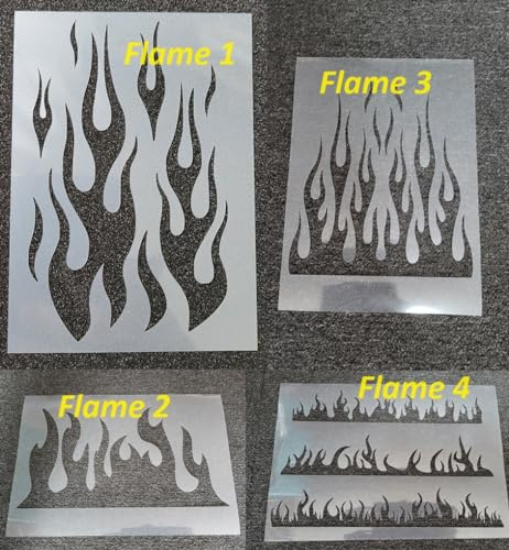 Flame Stencils, Choose Design Re-usable - Crafting - Airbrush - Cake Decoration