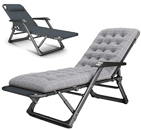 DDKYHU Loungesessel, tragbarer Liegestuhl, klappbarer Chaiselongue-Sessel mit 5 einstellbaren Liegepositionen, für den Innenbereich, Büro, Balkon, Außenterrasse, Garten, Strandkissen