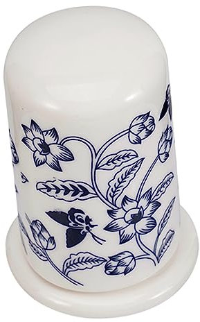 LABRIMP Porzellan Zahnstocherhalter Keramischer Zahnstocher Spender Mit Blauen Blumenmustern Für Zuhause Eleganter Ständer Für Zahnstocher Und Wattestäbchen Für Wohn Und Esszimmer