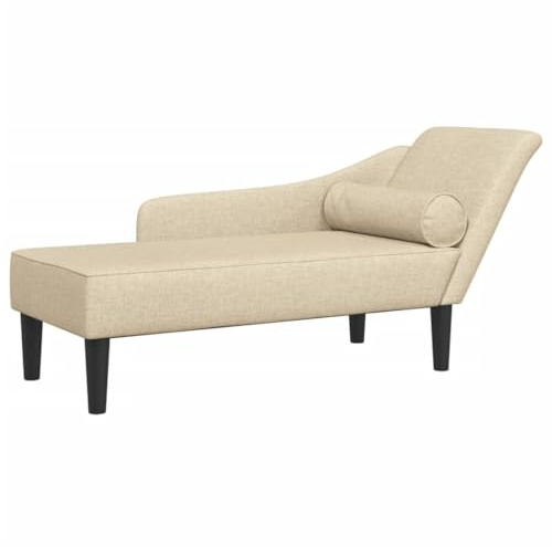 vidaXL Chaiselongue mit Kissen Creme Stoff