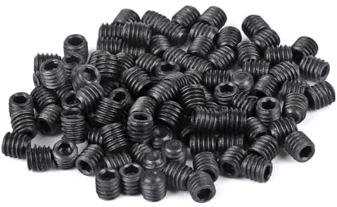 Niooliuk Pack of 100 Black M6 x 6mm Alloy Steel Hex Socket Set Grub Screws Headless Cup Point