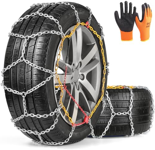 COCO BIRD Snow Chains, Thickened and Wear-Resistant High Carbon Steel Anti Slip Tire Chain for Light Truck, Pickups, and SUVs, Set of 2 (4WD-110)
