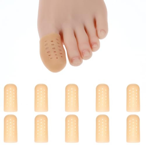 Sibba 10x Unterstützung Atmungsaktive Zehenschutzpolster Großzehenkappen Überzüge mit Löchern Silikon Fußpolster Bequeme Zehenabdeckung Hammerzehen Schiene Hühneraugen Reibung Eingewachsene Zehennägel