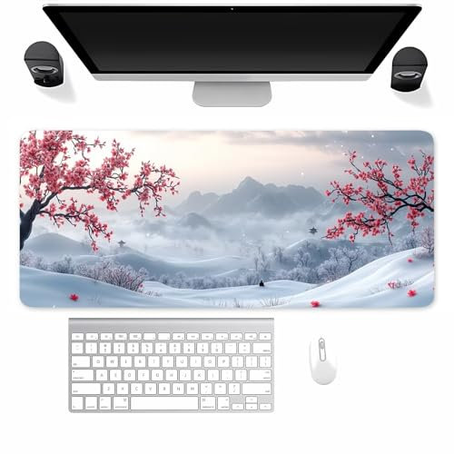 Mauspad Gaming, Mousepad Groß Tintenlandschaft, Mouse Pad XXL 800x300x2mm, mit Einer speziellen Oberfläche und Anti Rutsch Gummi Basis, verbessert Präzision und Geschwindigkeit für Zuhause, Büro