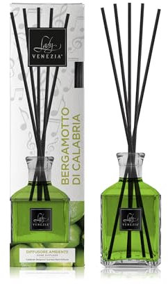 Lady Venezia - Profumatore per Ambienti - Diffusore Profumo Ambiente - Profumatore per Ambienti Bastoncini - Varie Fragranze - 250ml(Bergamotto di Calabria)