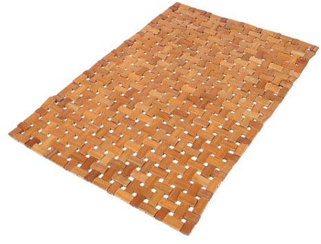 DECORNIJIA Alfombrilla De Bambú Plegable Antideslizante para Baño Ducha Sauna y Cocina Esterilla De Madera Natural para Uso Interior y Exterior