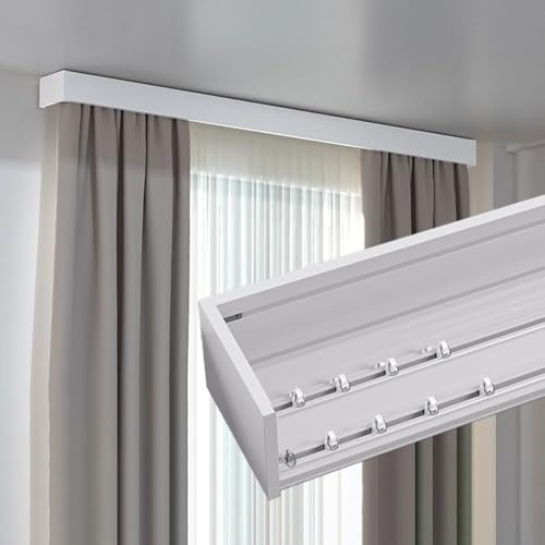 GLFNB Cortina Opaca Blanca integrada Palm Box | Sistema de riel de Techo Decorativo para hoteles, oficinas y dormitorios | Longitud de 4,2 m/13,8 pies | Solución de Cortina Premium