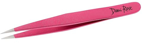 Pointed Tweezers | High Carbon Stainless Steel Ingrown Hair Tweezer | Needle Nose Tweezers Precision Perfectly Aligned & Hand Filed Sharp Tweezers (Tea Rose)