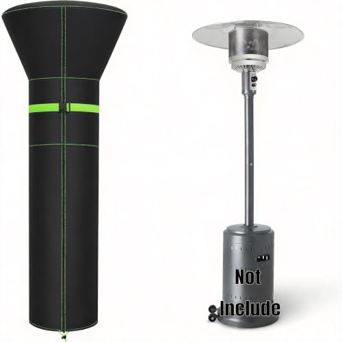 Outdoor Heater Cover Waterproof, Patio Garden Heater Covers 600D Windproof Anti-tear Oxford Cloth with Zipper and Adjustable Drawstring, 226x85x48cm