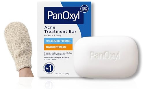 Hudvårdsset: innehåller PanOxil akne bar tvål 113,4 g – vegansk ansikts- och kroppsrengöring och LuxPaks badhandske