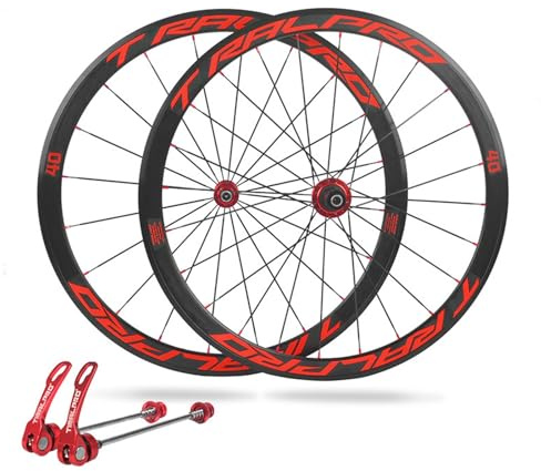 Hjulset For Racercykel 700C Snabbkoppling Fälgbroms 40 Mm Aluminiumfälg 20/24H Nav 8-11-växlat Hjulset(Red)